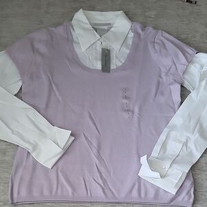 Worthington Lilac and White Layered Blouse